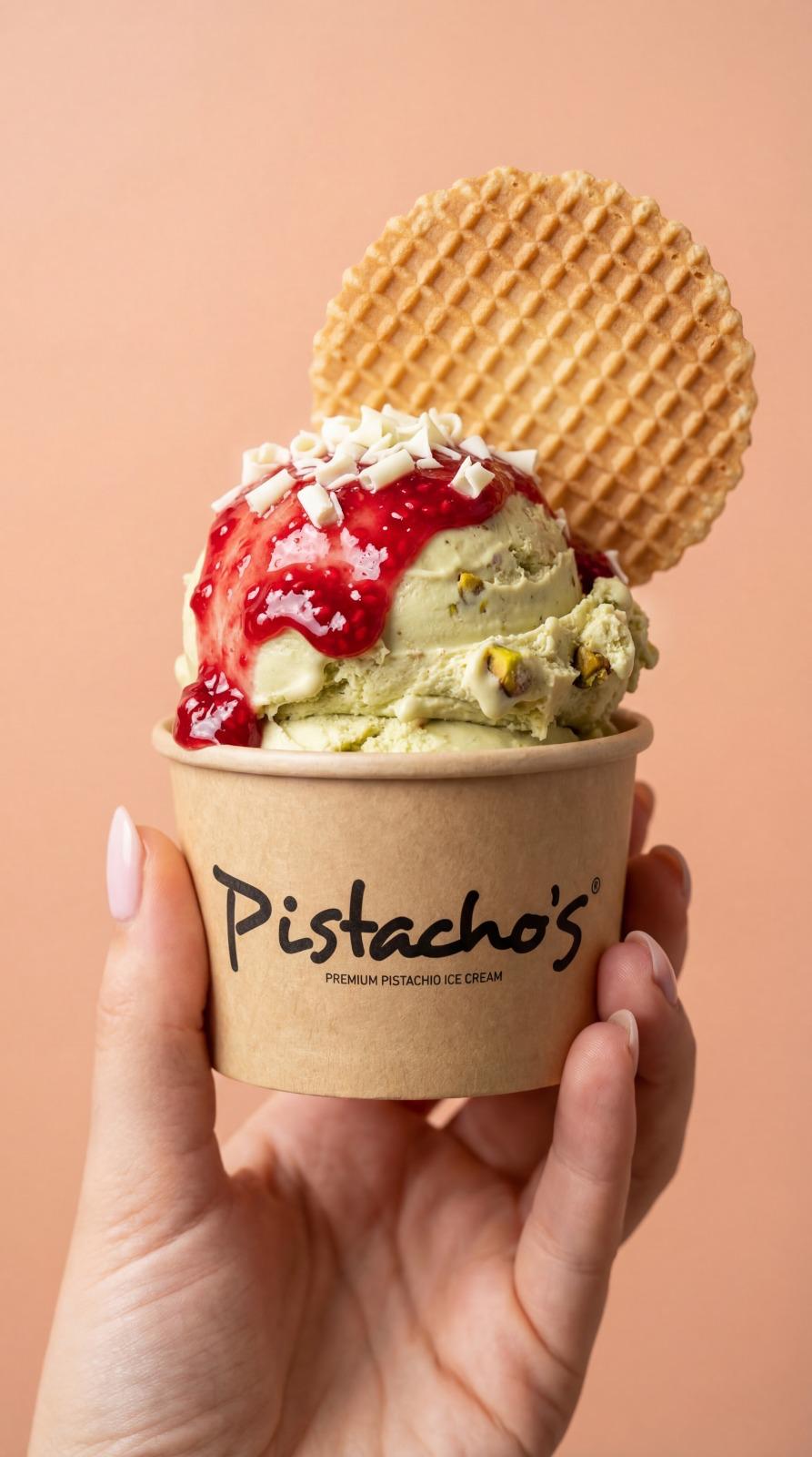 Pistacho's ice cream with pistachio topping