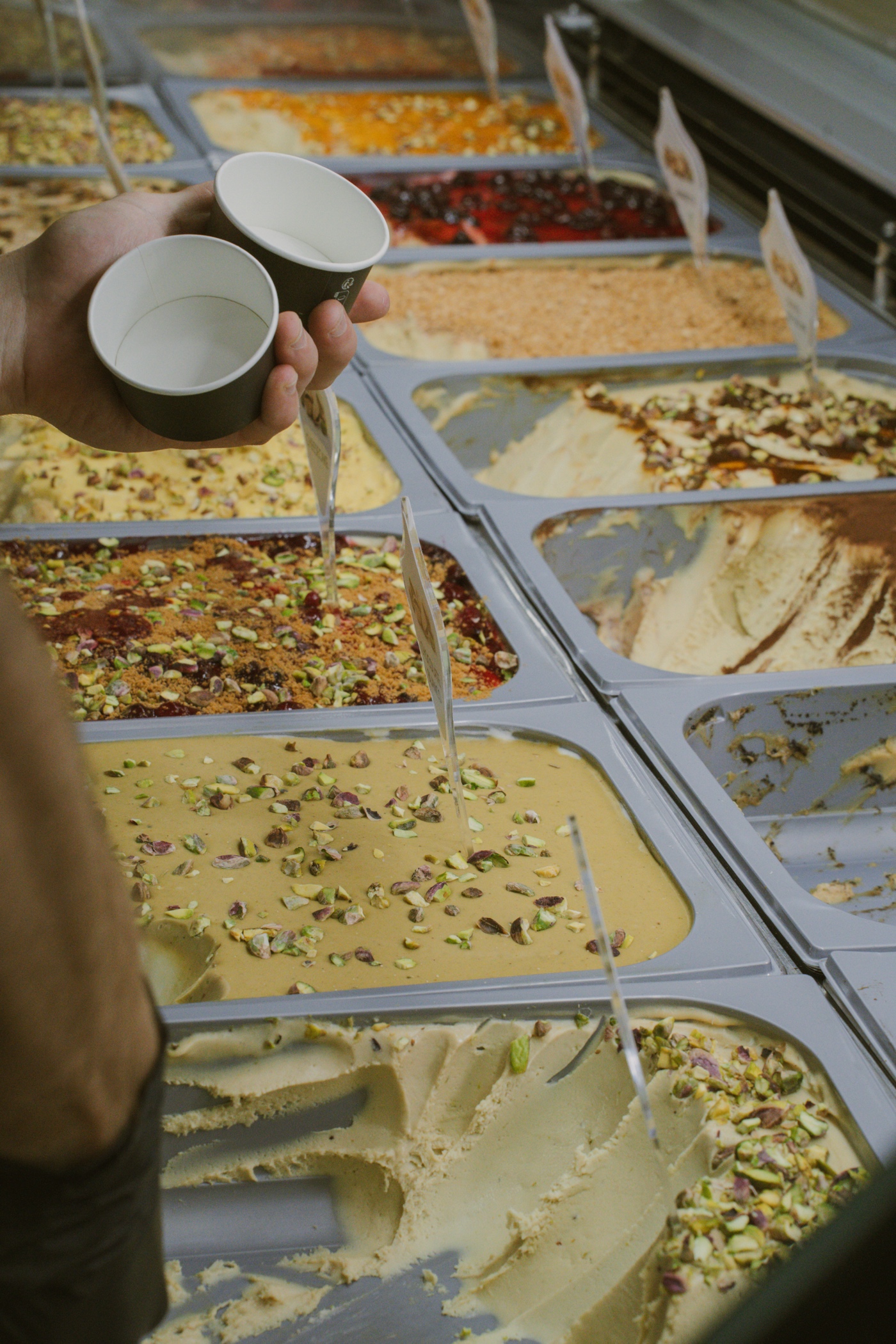 Pistacho's display case showing full range of flavors
